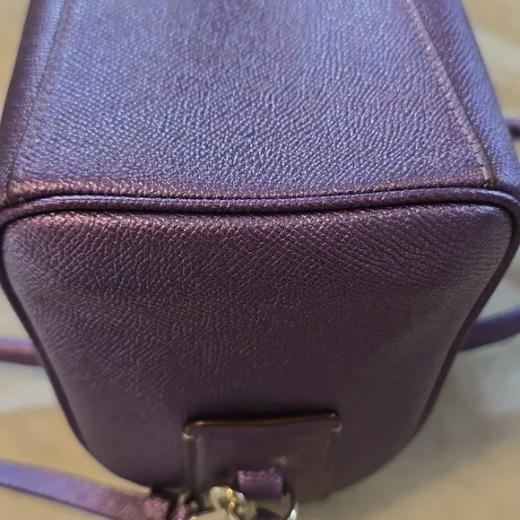 Coach Bennett Satchel Crossbody Purse Metallic Purple - Picture 10 of 12